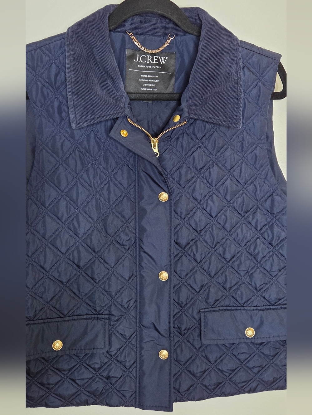 J.Crew Signature Puffer Vest In Navy With Navy Corduroy Collar - Picture 4 of 16